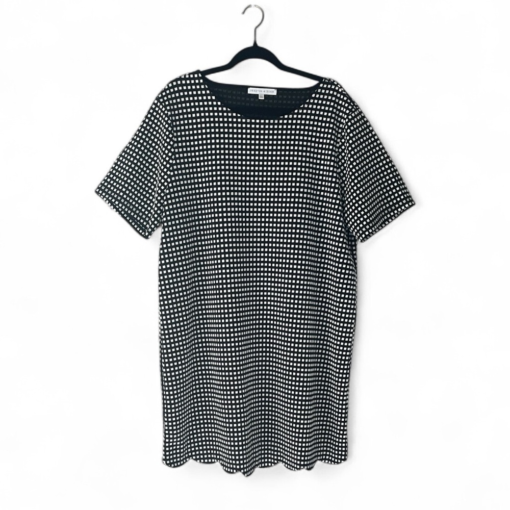 Preston & York Black and White Patterned Short Sleeve Dress - Size XXL - Picture 2 of 5
